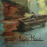 HST Marine painting "Sailboats in port" early 20th century signed