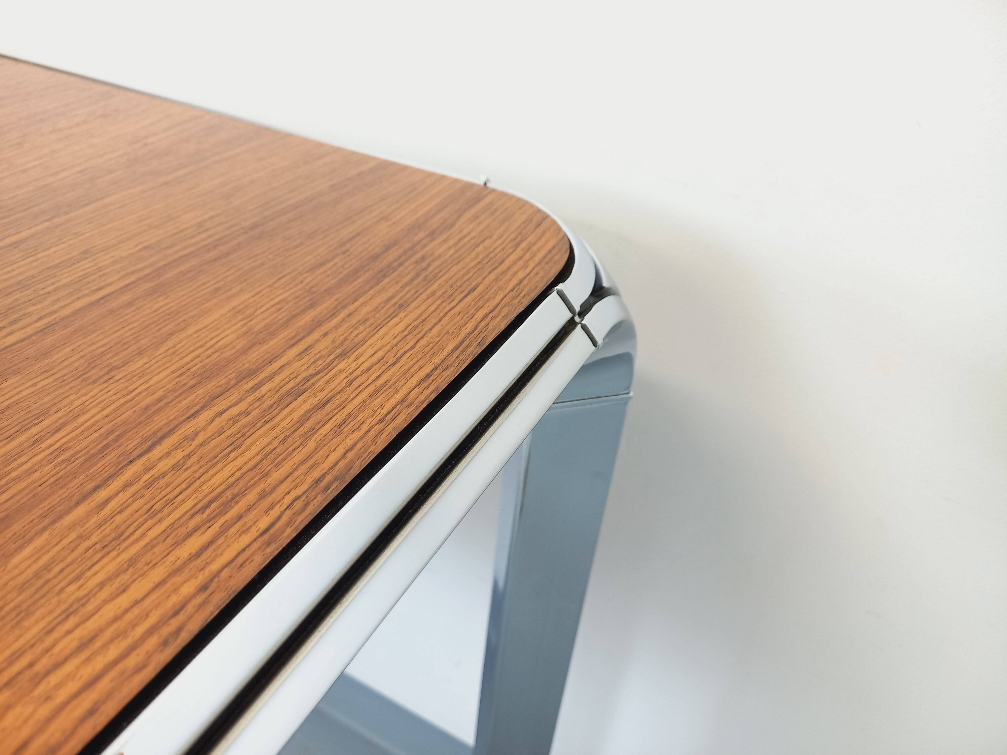 Pierre Paulin vintage square dining table in rosewood and metal