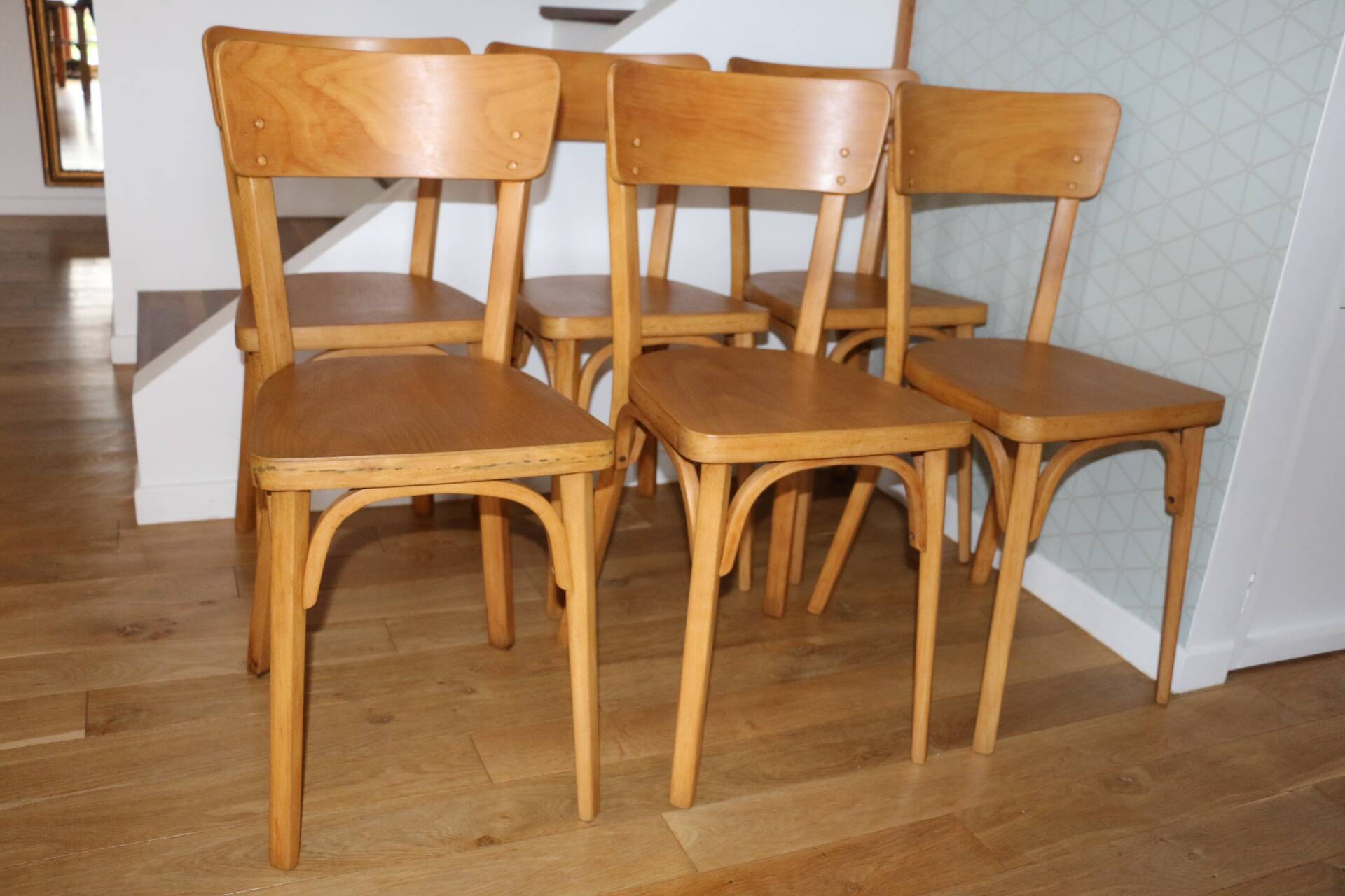 Set of 6 Baumann chairs No. 33 light beech