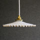 Antique suspension lamp in white and gold painted opaline delivered with cable, socket and brass claw