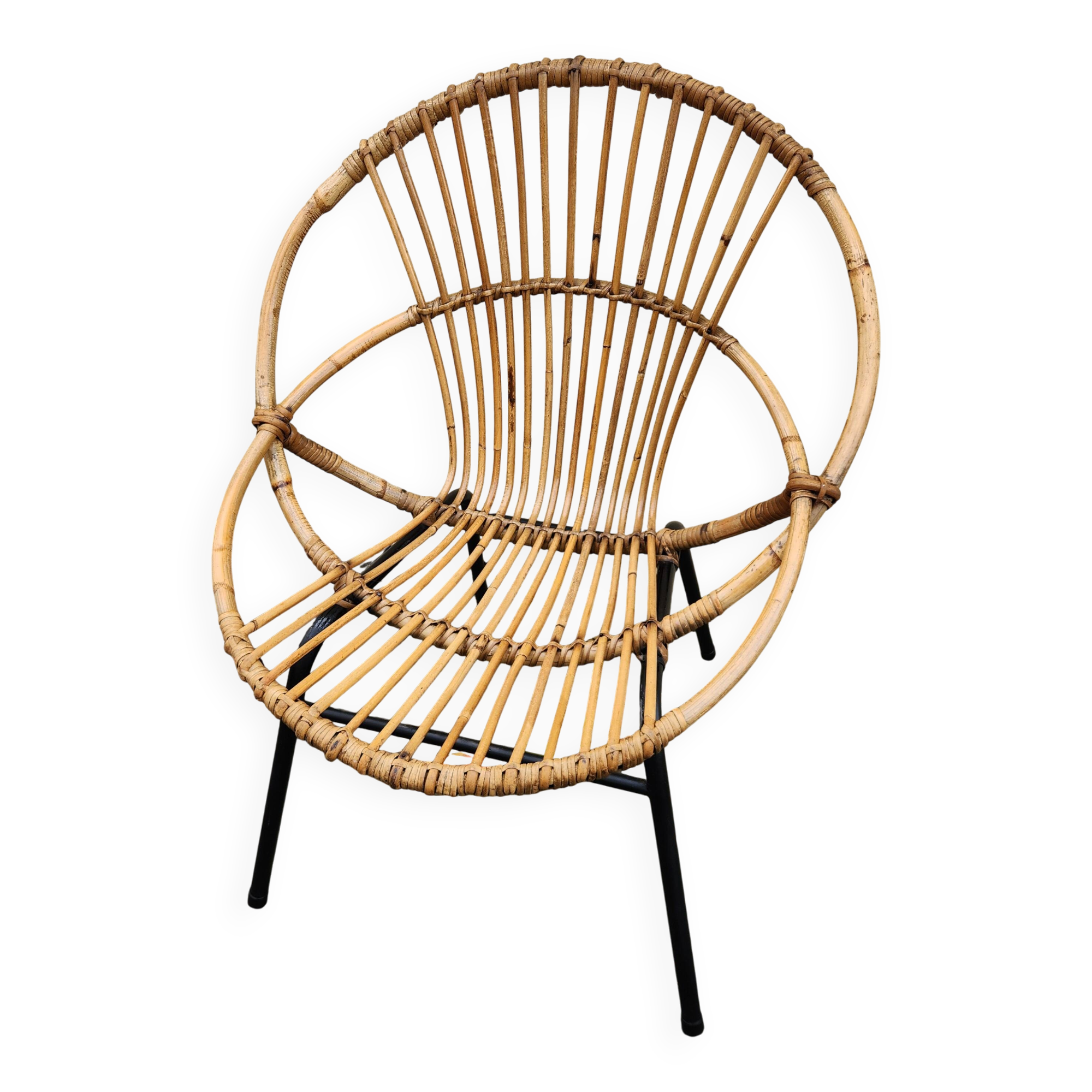 Belle chaise Vintage en rotin et osier