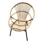 Belle chaise Vintage en rotin et osier