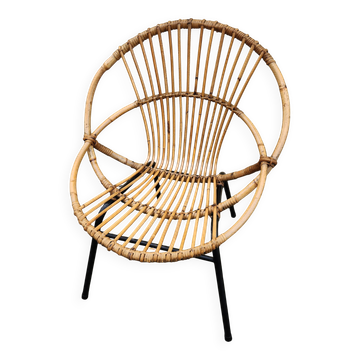 Belle chaise Vintage en rotin et osier