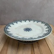 Compote dish Terre de fer H. Boulenger & Cie – Gagny model – Blue floral decoration