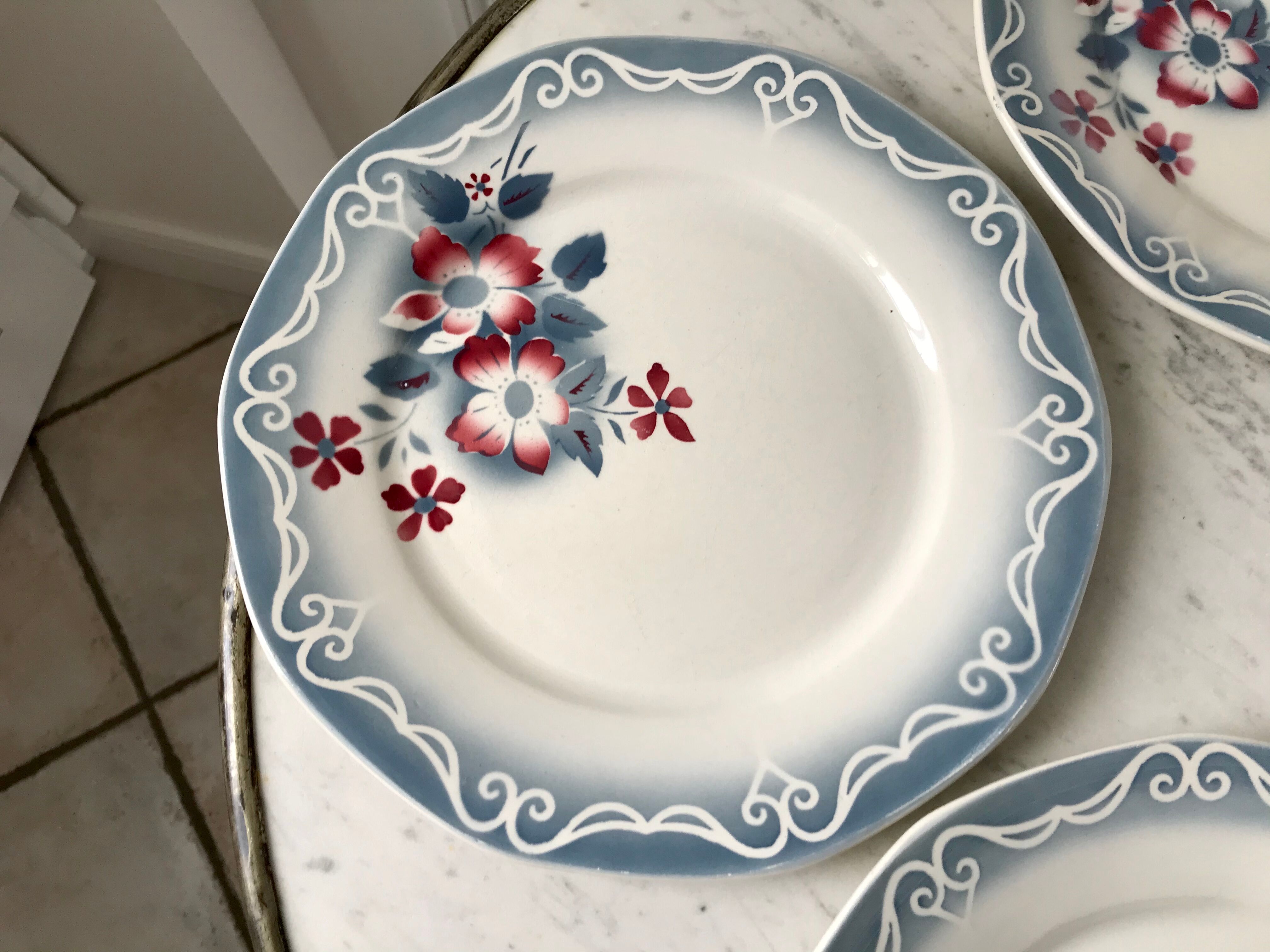 Set of 4 flat plates Digoin Sarreguemines model "Orthez" years 20-30