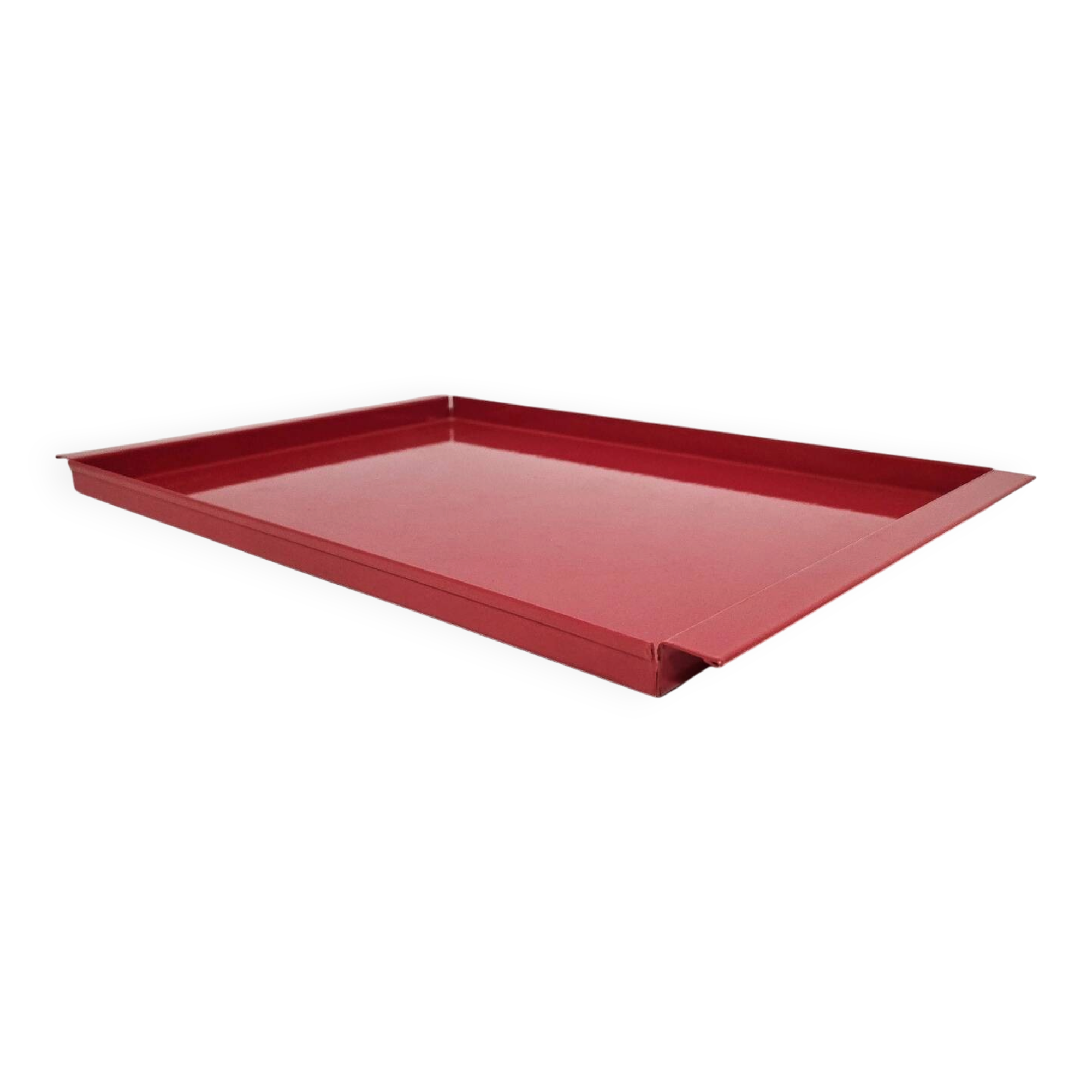 Vintage Italian Red Metal Trays / Mid-Century Modern Decorative Servin