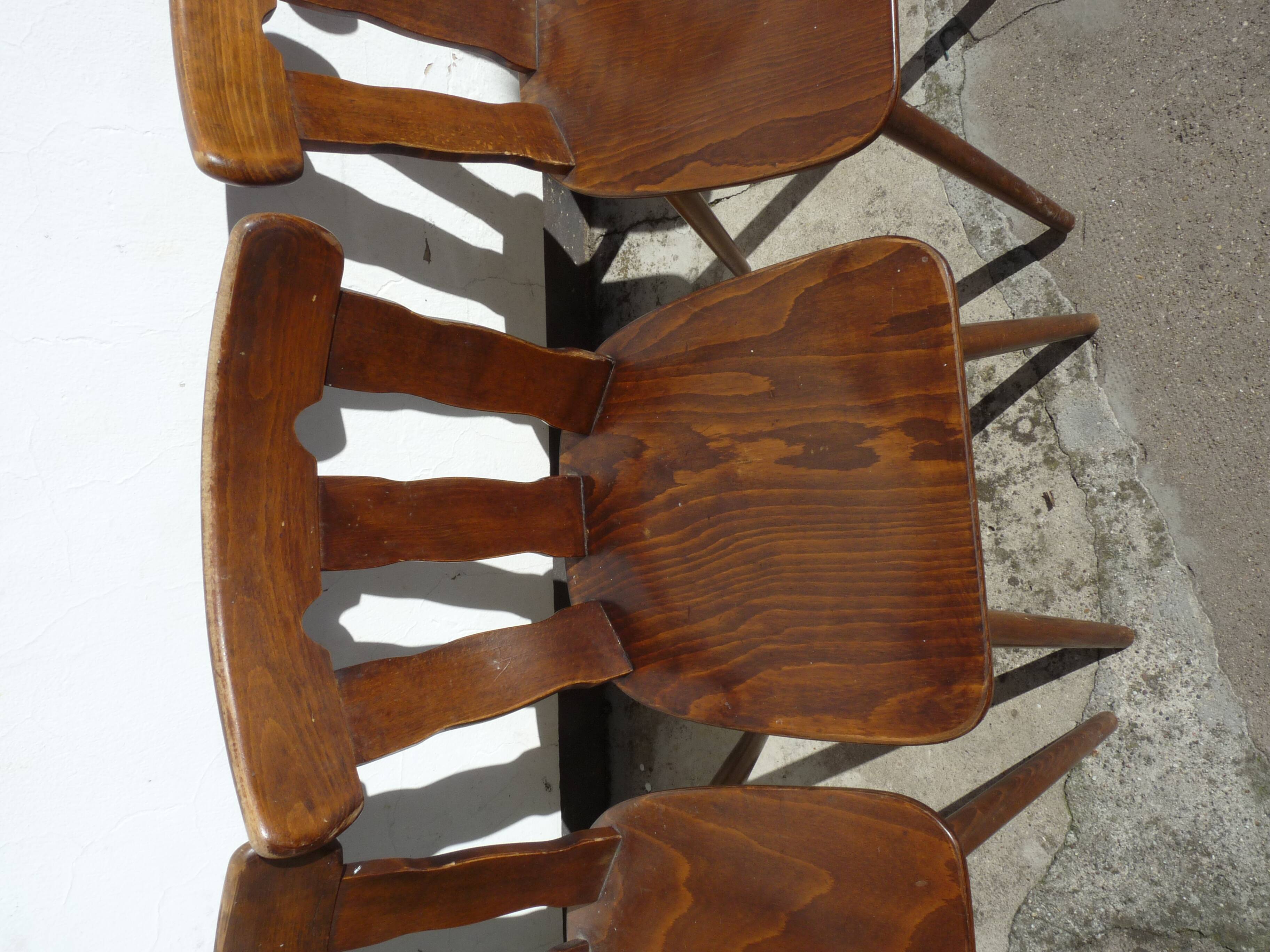 Lot of 4 wooden bistro chairs - 70s 80s 90s