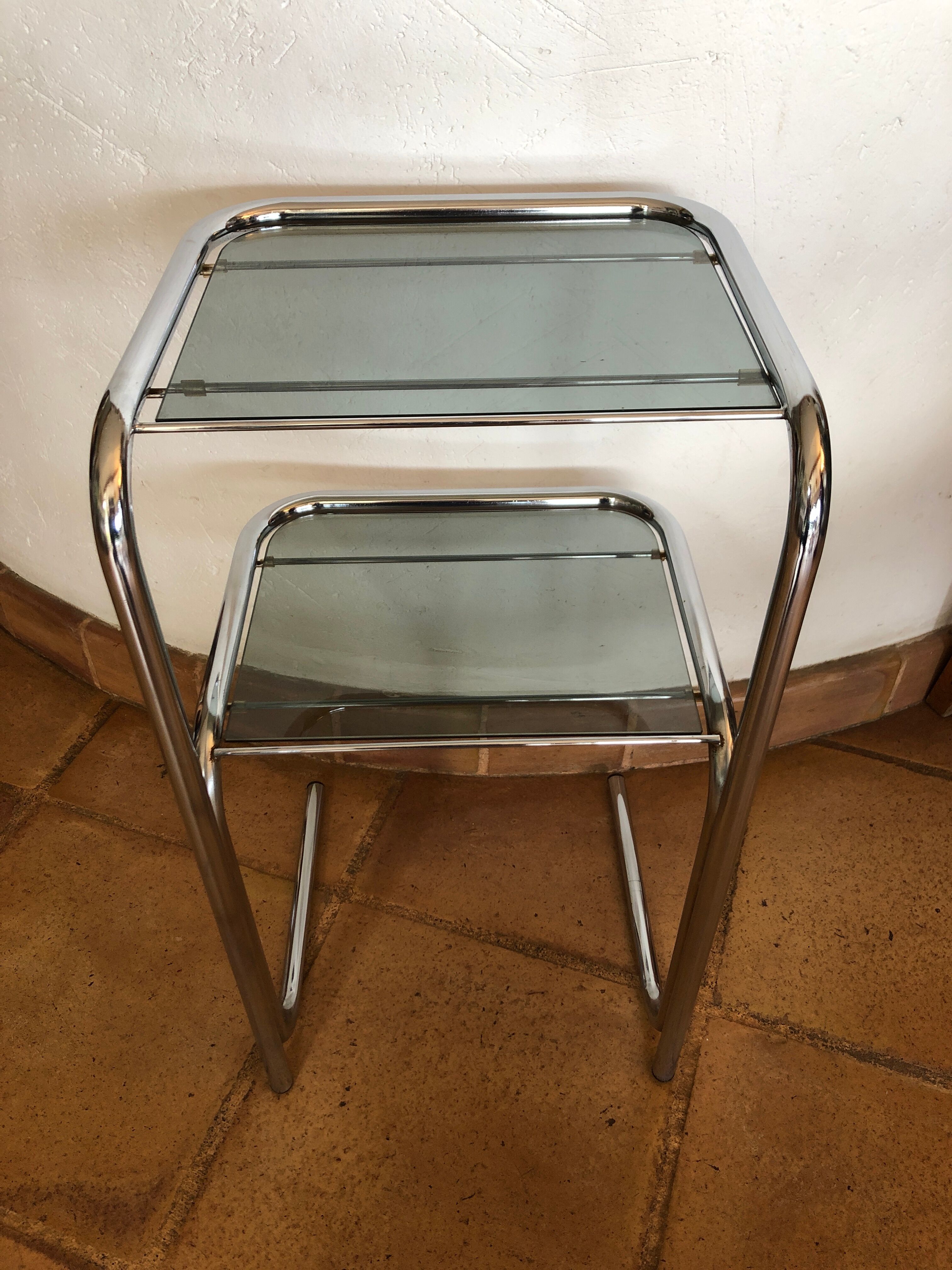 Vintage sofa tip smoked glass 70 years