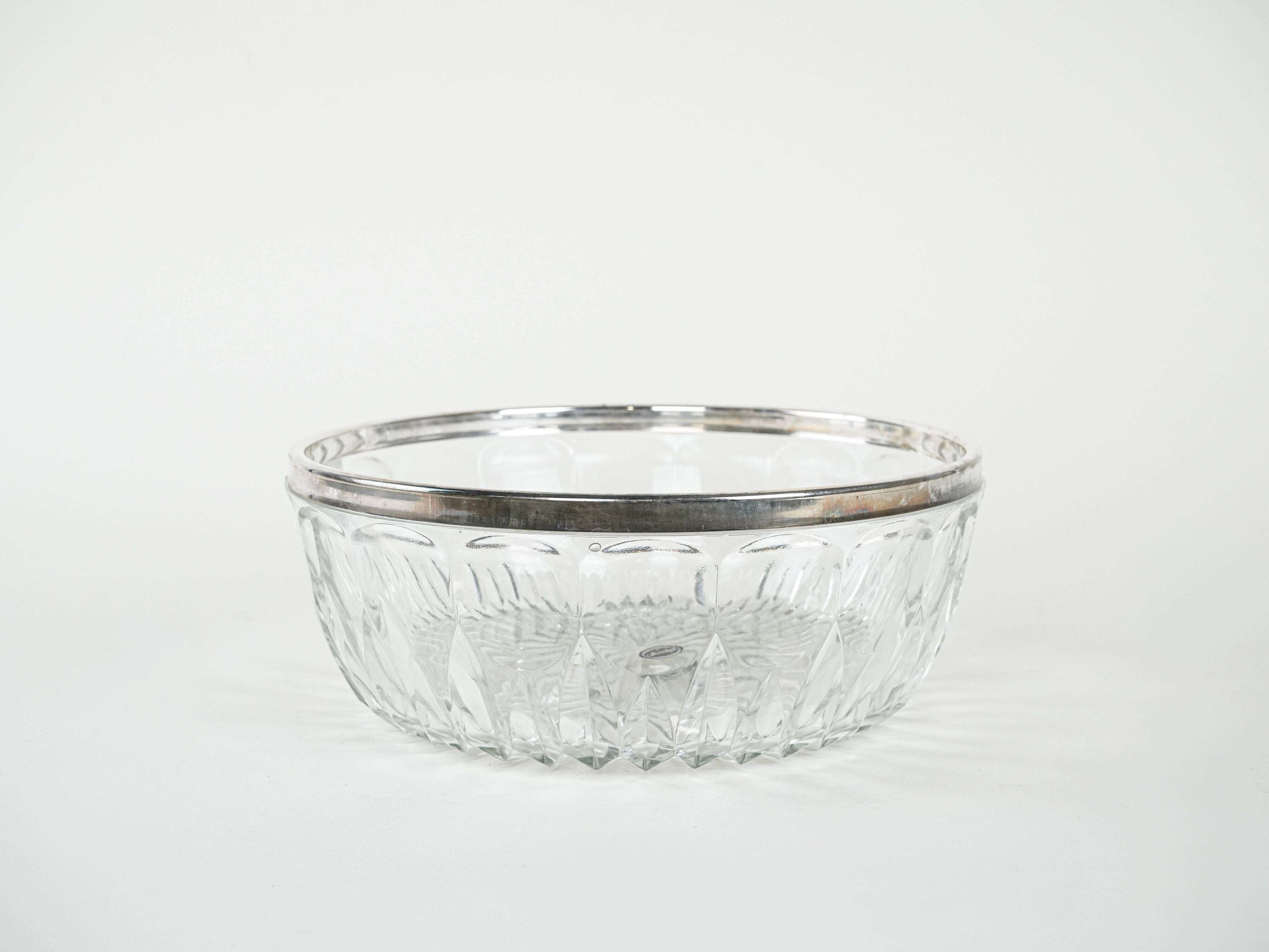 Crystal bowl, Italian design, 1960s, made in Italy