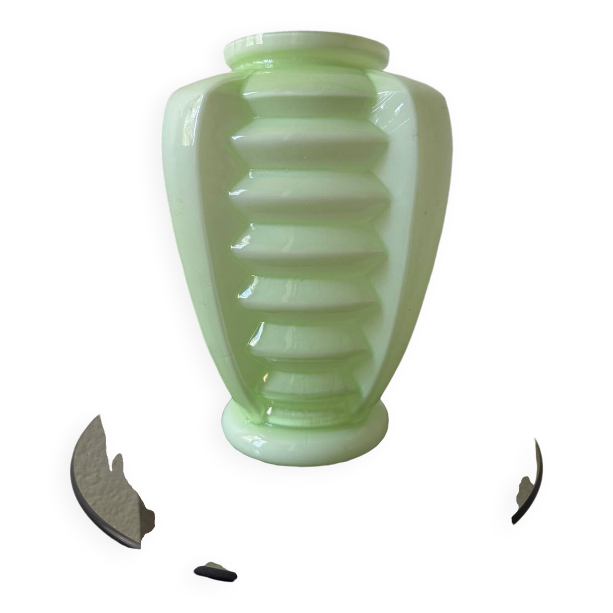 Art Deco uranium opaline skyscraper vase