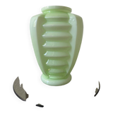 Art Deco uranium opaline skyscraper vase