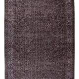 Floral pattern turkish handmade vintage wool area rug over-dyed in brown 195 x 268 cm