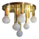Art Deco ceiling light in brass – 10 lights
