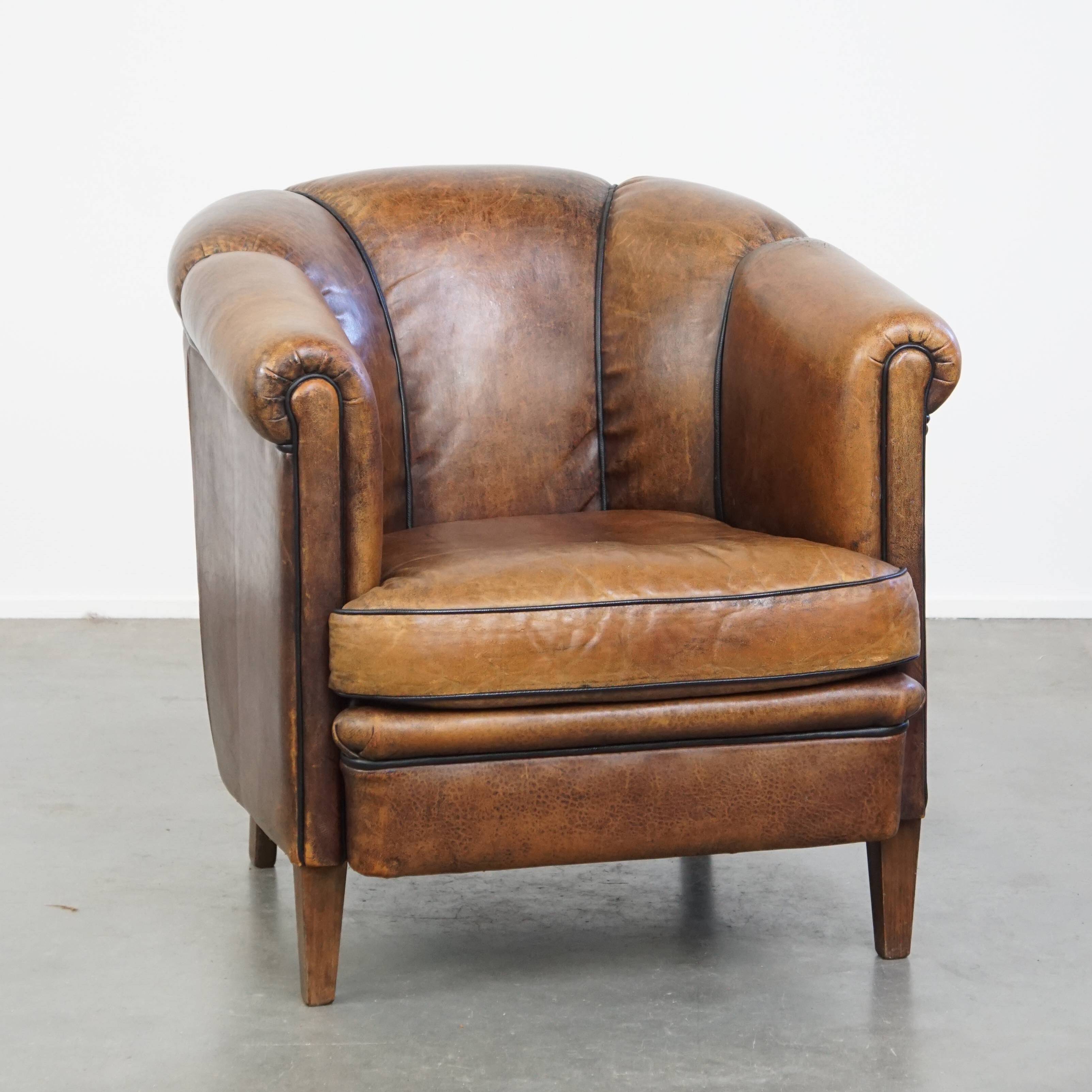 Vintage Sheepskin Leather Club Chair