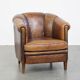 Fauteuil club vintage en cuir de mouton