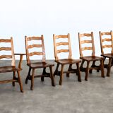 Brutalist dining chairs | vintage chairs | 1950s | oak