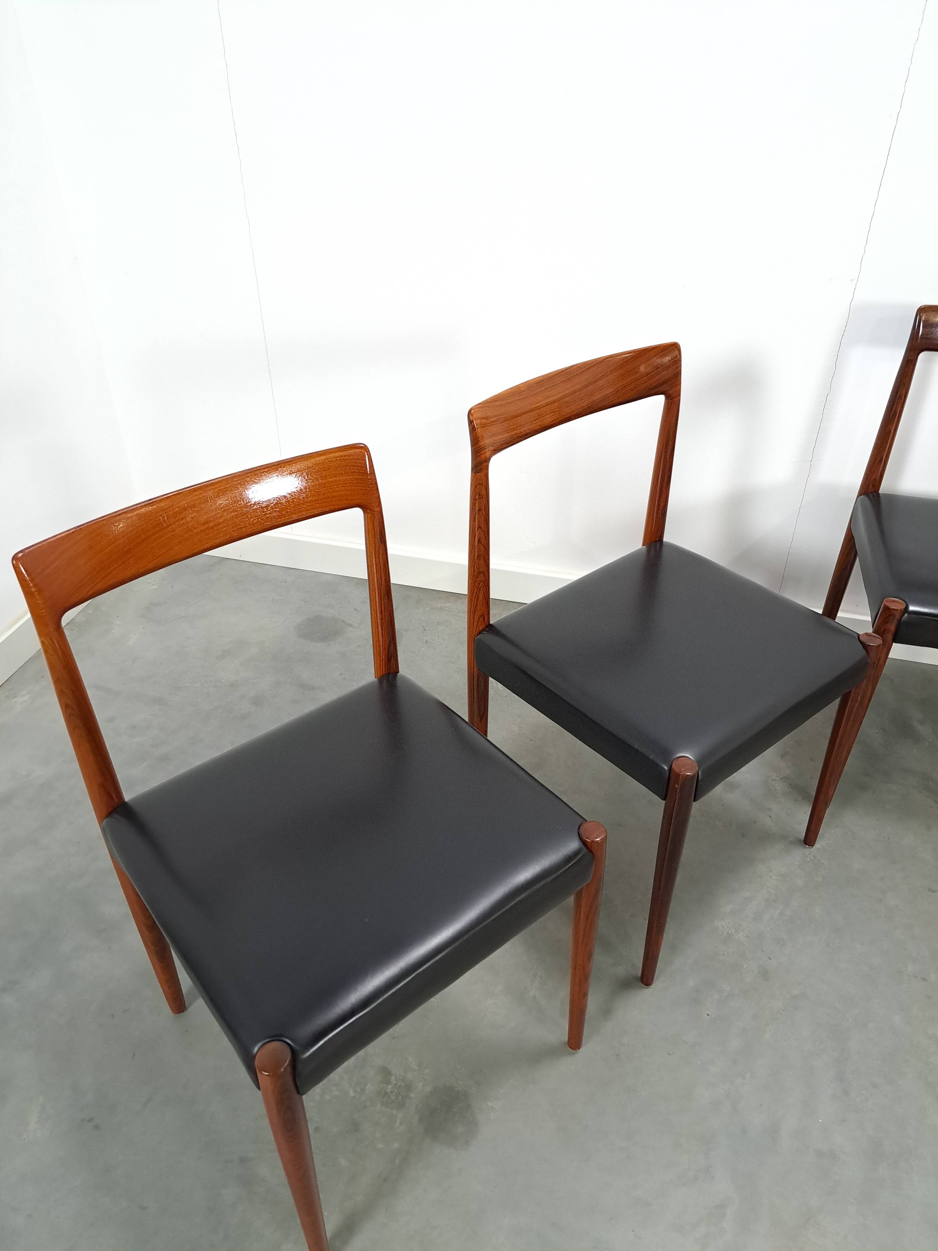 Ensemble design de chaises Lubke en bois de rose 7x