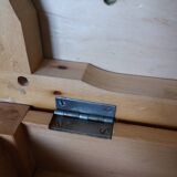 Wooden and faux leather shoe shine chest stool