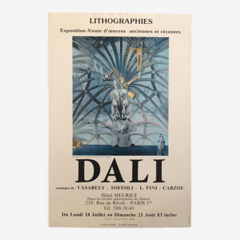 Affiche d'exposition-vente de lithographie de Salvador DALI, Hôtel Meurice, 1982