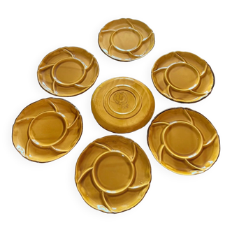 Set of 7 mustard plates special raclettes or for aperitif Haute Provence earthenware