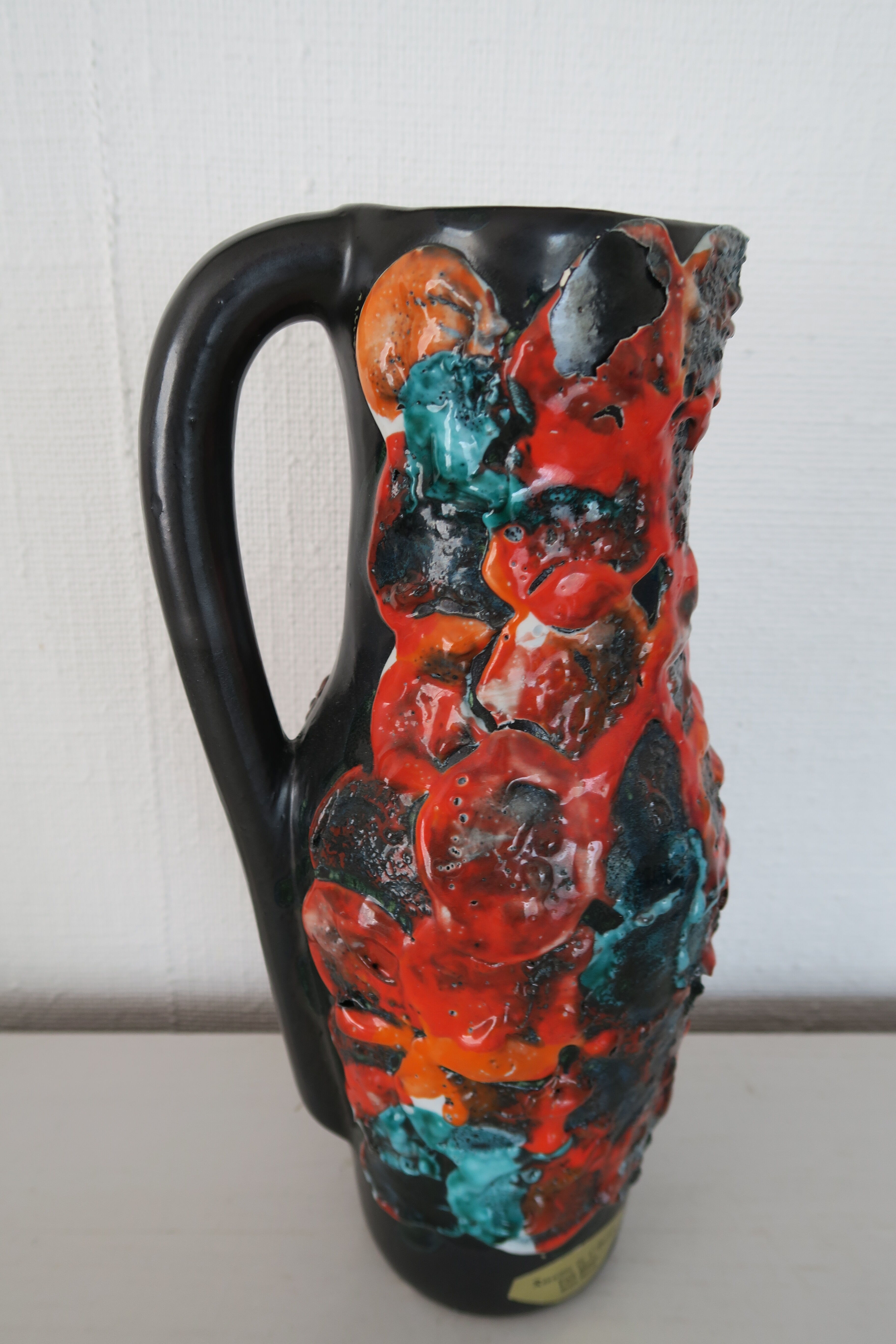 Large Vase Rocaille de l'Océan Fat lava Vintage 1960 Handmade 29 cm