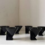 Black coffee cups designed by Pierre Casenove Studio Salins, Memphis style