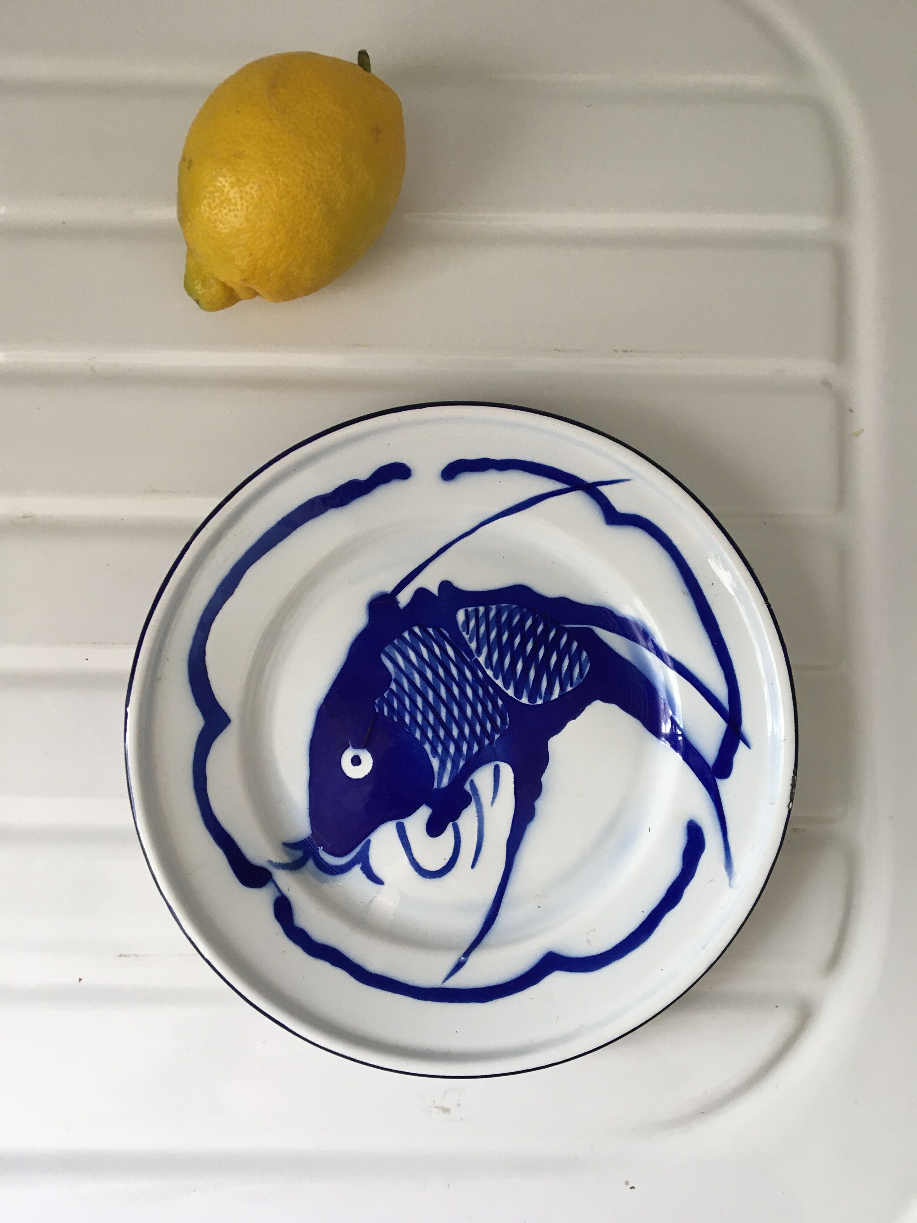 Chinese metal plate enamelled carp Koi