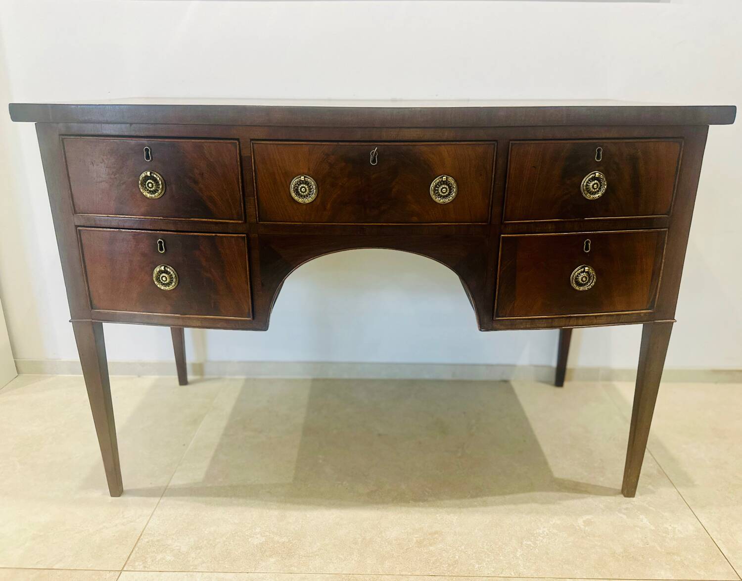 Sheraton flamed mahogany serving trolley, late 18th century