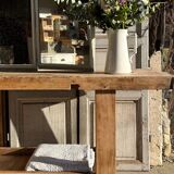 Large raw solid wood workbench