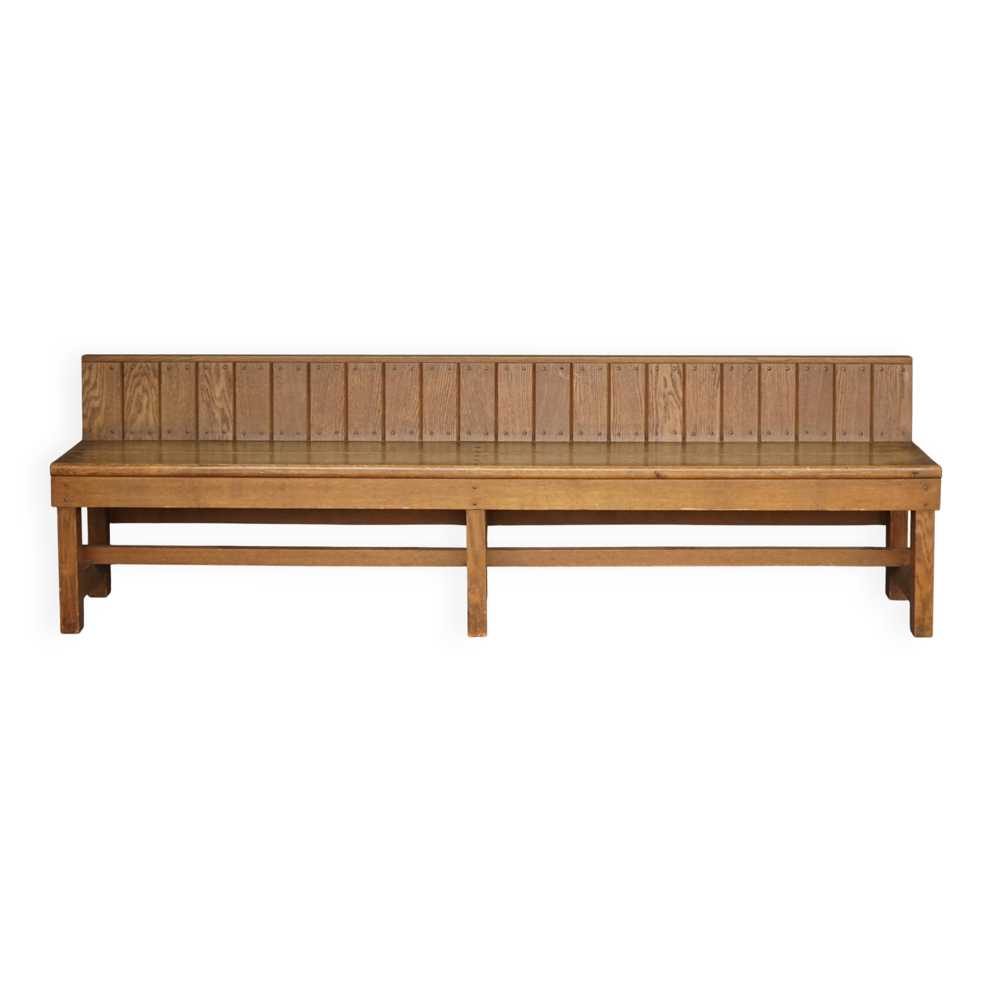 Dutch Traditionalist oak bench, Delft School. 1920s