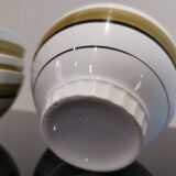 Series of 5 small old earthenware bowls with olive green edging