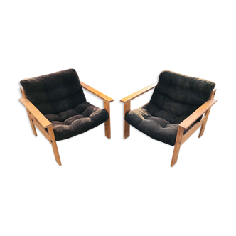 Pair of vintage Scandinavian velvet pine heaters