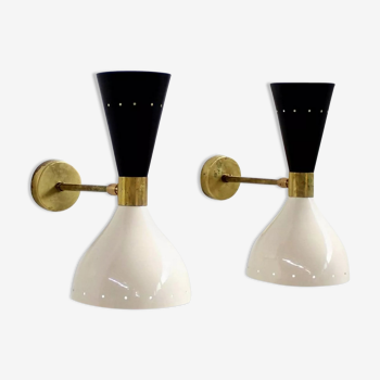 Pair wall lamps moonlight white&black