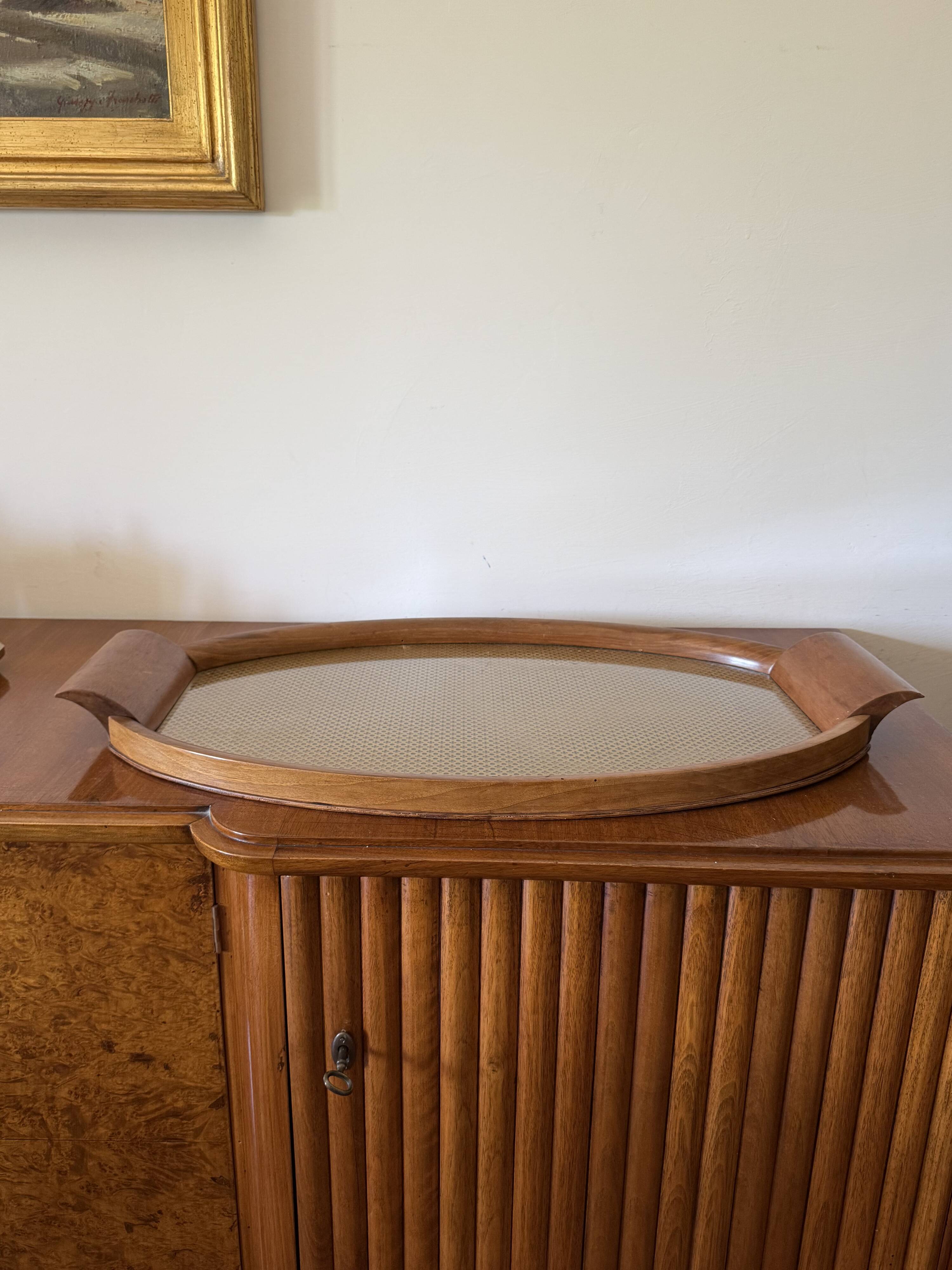 Mid-century wood and brass tray, Italy 1950s