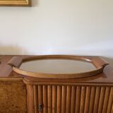 Mid-century wood and brass tray, Italy 1950s