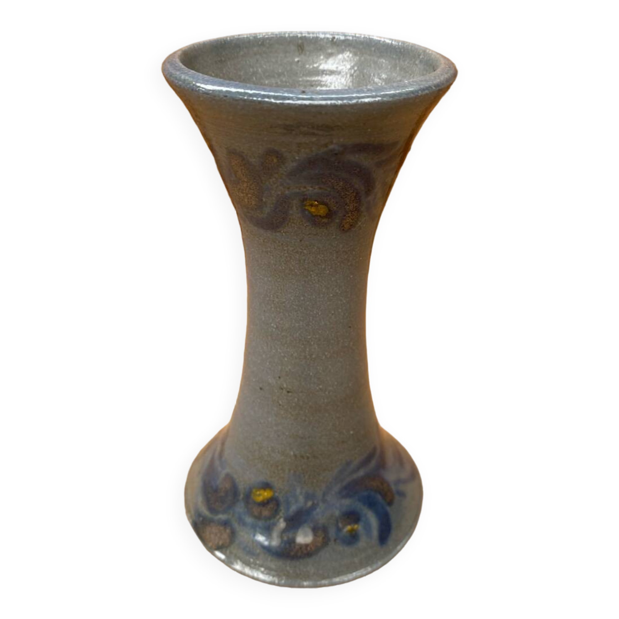 Old vase soliflore betschdorf remmy fils blue stoneware vintage flower decor