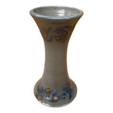 Ancien vase soliflore betschdorf remmy fils grès bleu décor fleurs vintage