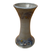 Ancien vase soliflore betschdorf remmy fils grès bleu décor fleurs vintage