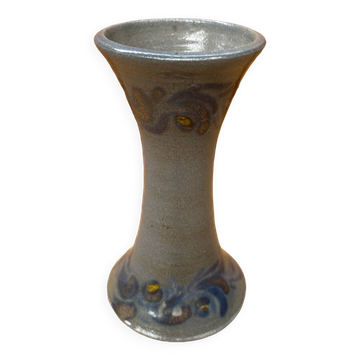 Old vase soliflore betschdorf remmy fils blue stoneware vintage flower decor