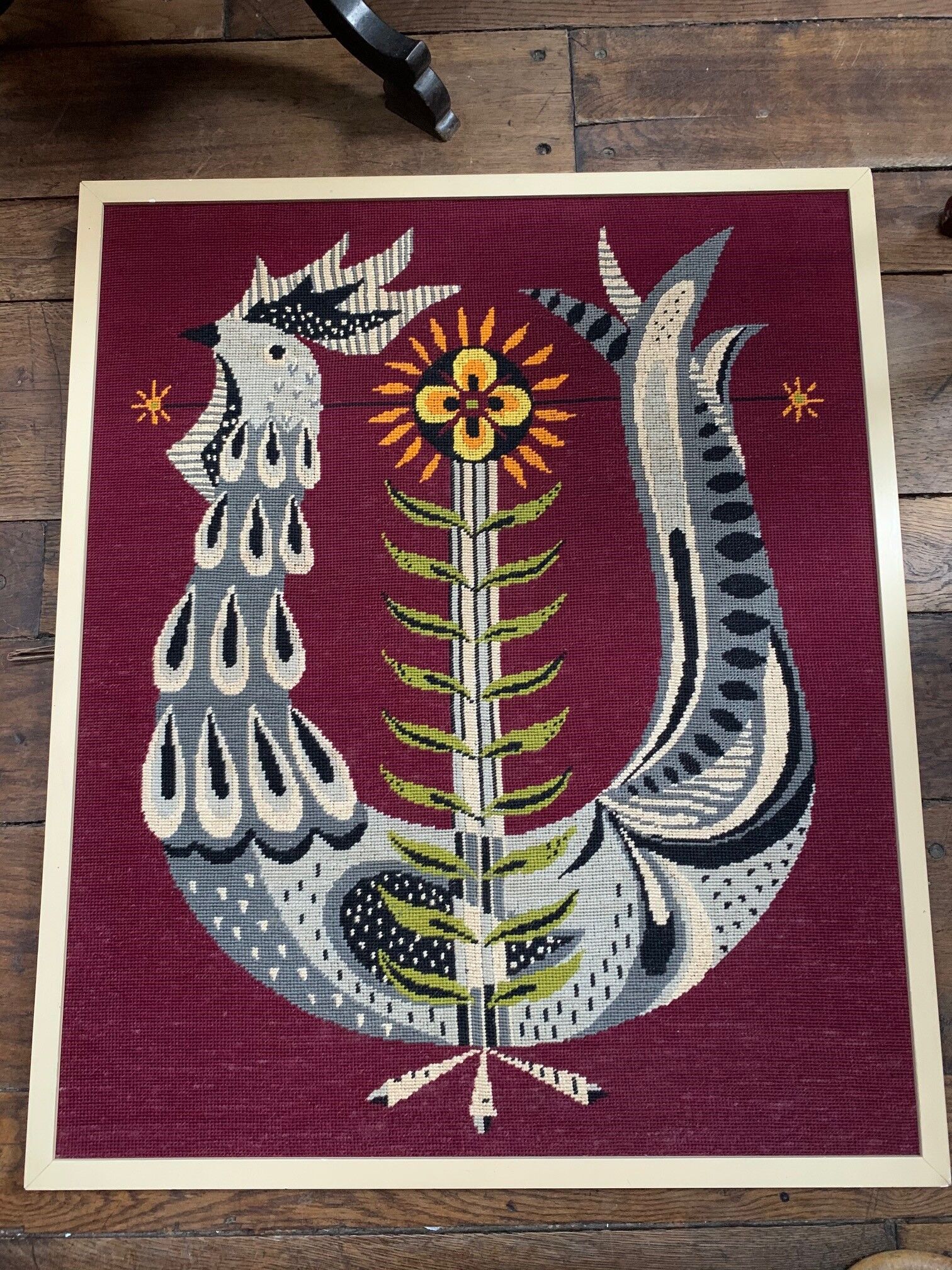Frame canvas vintage rooster style Jean Lurcat
