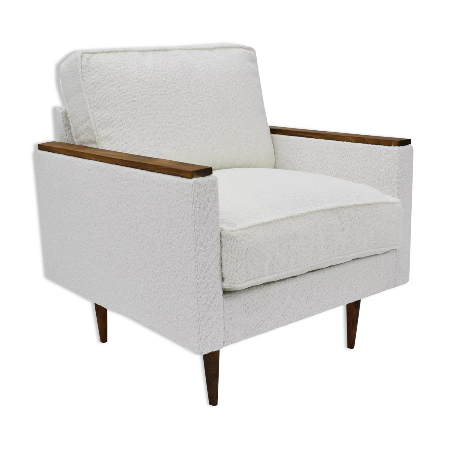 Original 70's armchair ZWP-08, fully restored, Bouclé, white