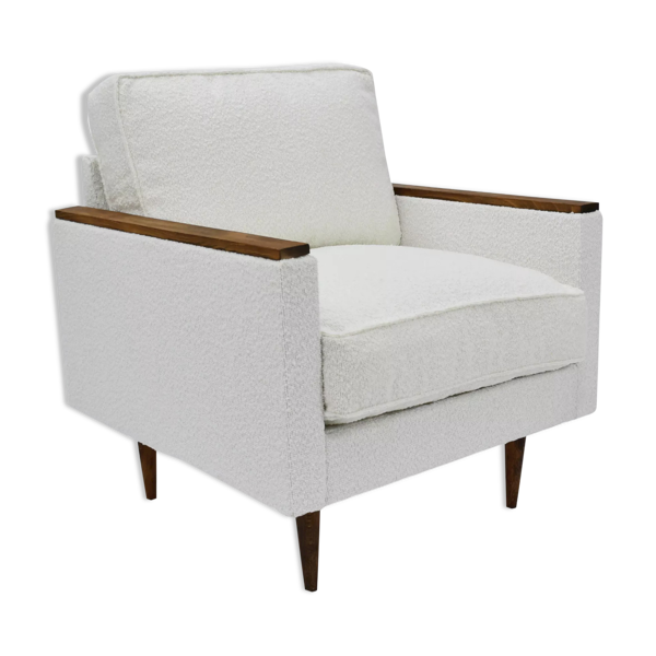 Fauteuil original des années 70 ZWP-08 bouclé blanc