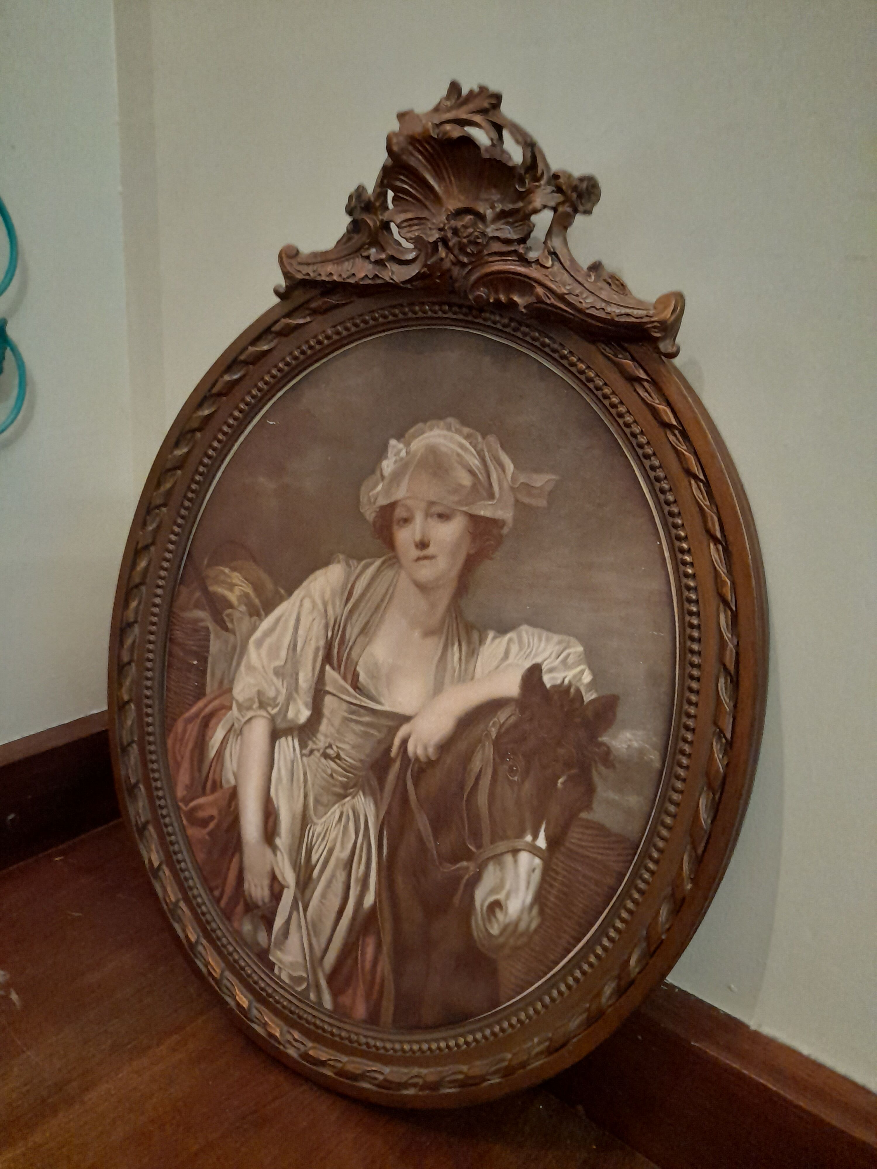 Old oval wood frame