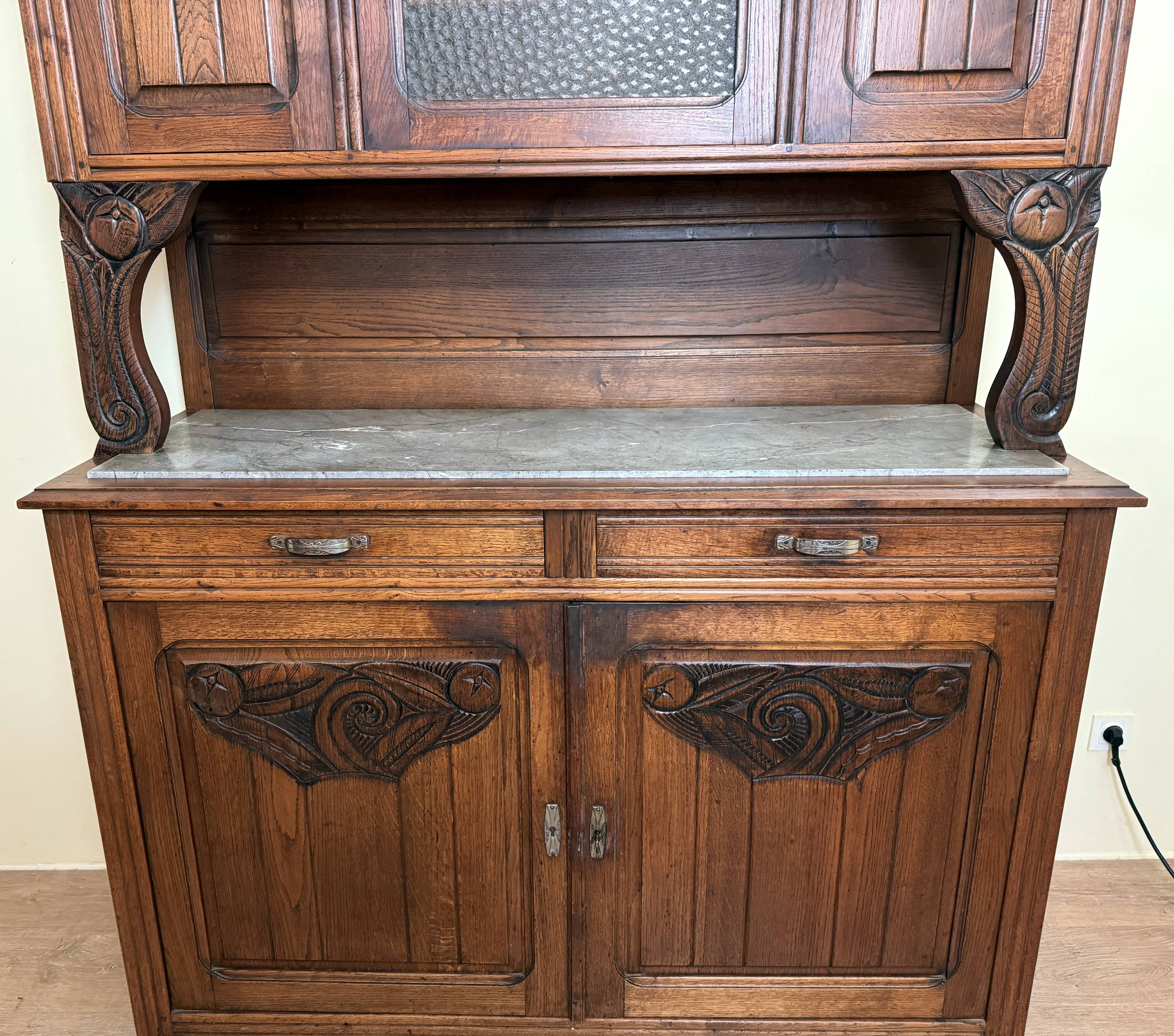 2-body art deco buffet in solid wood circa 1940