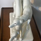 Paire de Barzoi - Lévriers blancs - céramique Art-Deco