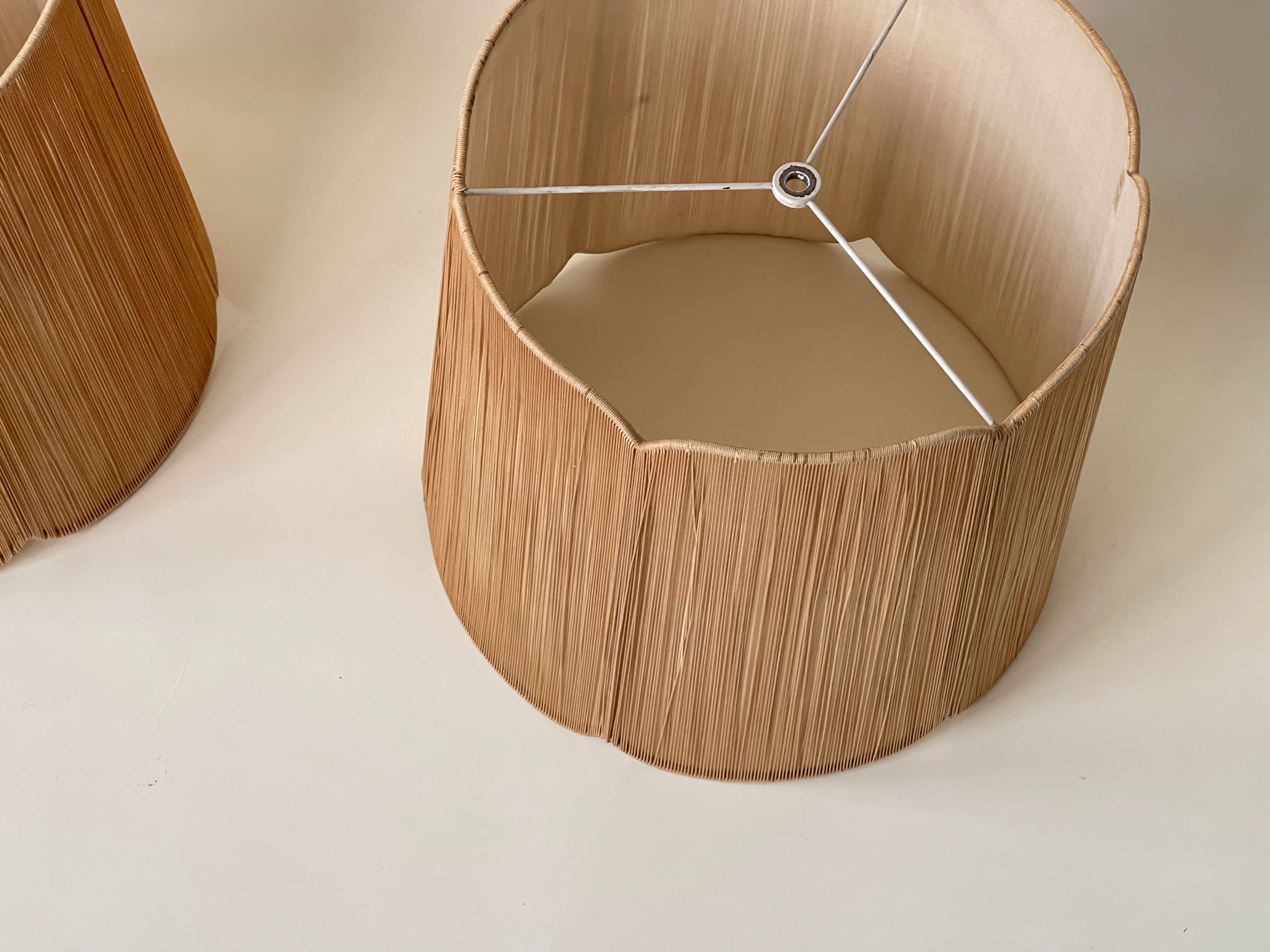 Pair of Mustard String Lampshades