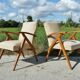 Paire de fauteuils vintage scandinave en bois blond