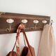Wall coat rack 50 cm – 5 metal and ceramic hooks – Stained wood