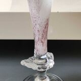 Peter Kaspar Soliflore Vase/Floral design, collared neck. Blown art glass, speckled purple. Shell inclusion. Dim 26.5 x 13 cm