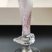 Peter Kaspar Soliflore Vase/Floral design, collared neck. Blown art glass, speckled purple. Shell inclusion. Dim 26.5 x 13 cm